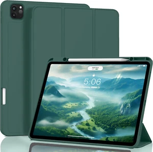 iPad Air 13" & Pro 12.9" Case w/ Pencil Holder, Trifold Stand, Green - Picture 1 of 7