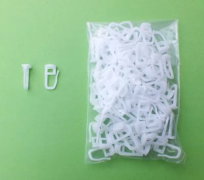 100 Universal Gardinen Gleiter mit Faltenleghaken für fast alle Vorhangschienen  - Bild 1 von 4