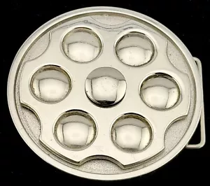 "Revólver giratorio tono plata de colección pistola forma cilindro hebilla de cinturón de 4""" - Imagen 1 de 4