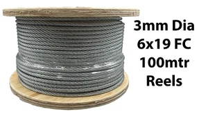 Cable de cable de acero galvanizado núcleo de fibra de 3 mm de diámetro 6x19 - carrete de 100 mtr - Imagen 1 de 1
