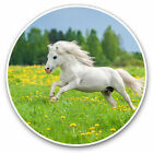 2 X Vinyl Stickers 10Cm - Running White Shetland Pony Cool Gift #15661