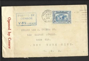 AUSTRALIA, 1940 WW11 CORREO CENSURADO A ESTADOS UNIDOS, CUBIERTA COMERCIAL - Imagen 1 de 1