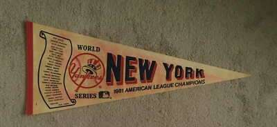 Banderín de fieltro vintage MLB New York Yankees 1981 campeones de la Liga Americana Foto 1 de 4