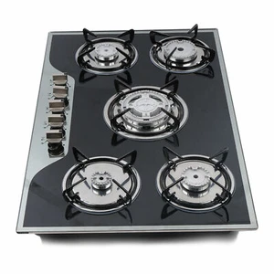 30.3" /35.4" 5 Burners Gas Cooktop Built-in LPG NG Gas Hob With Tempered Glass - Picture 1 of 20