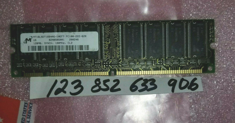 128MB SDR SD SDRAM PC PC100 100 SYNCH  DUAL RANK 2RX8 8X8 168PIN NON-ECC UDIMM  - Image 1 of 1