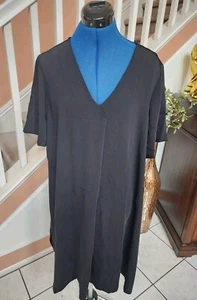 NWT J. JILL WEAREVER COLLECTION Black V-Neck Short Sleeve Shift Dress Sz 1X - Picture 1 of 12