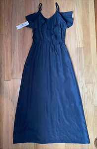 Bird Juicy Couture Maxi Dress Y2K Black Silk M Quiet Luxury Old Money Whimsigoth - Picture 1 of 10