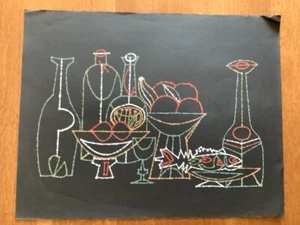 original KUNST - signierte R Keinan STILLLEBEN FLASCHEN - SCHWARZER HINTERGRUND mid century - Bild 1 von 7