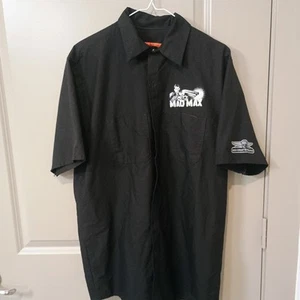 Mad Max Red Death Studios Used Black Button Up Shirt Size L Red Kap - Picture 1 of 5