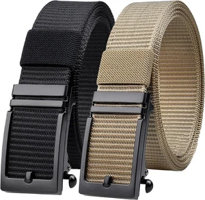 Golf Belt,2 Pack Nylon Ratchet Belts, Adjustable L(Waist 36-42), Black+khaki  - Picture 1 of 6
