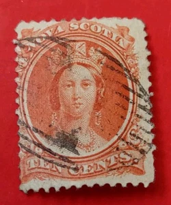 Nova Scotia#12, 1860s 10 cts, Vermilion QV (0104-9) - Picture 1 of 3
