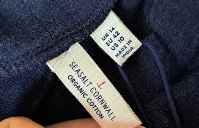 SEASALT CORNWALL-SIZE 14-BLUE-LAZY BONES CASUAL COTTON TROUSERS WITH STRETCH - Image 1 of 4