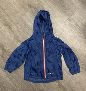 L.L. Bean Full Zip Raincoat Windbreaker Hood Mesh Lined Navy Boys Size 4T *read - Picture 1 of 9