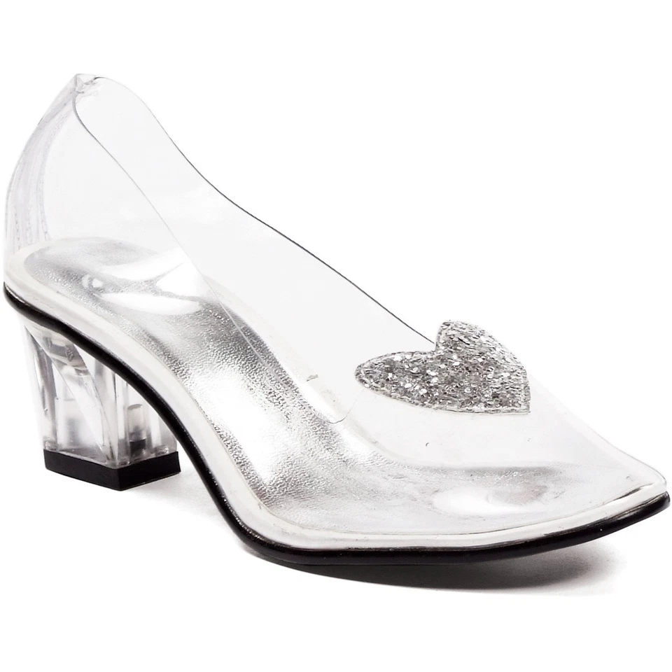 Zapatilla Ellie 1031 2" Tacón Transparente Plateado Brillo Corazón Niño Niña Zapatos 201/Ariel Foto 1 de 1