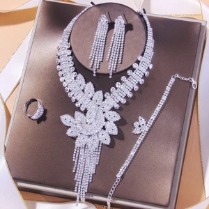 4pc/Set Necklace Earring Rhinestone Jewelry Wedding Women Bridal Crystal Fashion - Picture 1 of 5