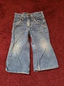Vintage 70s USA Wrangler Toddler Wranglers Blue Denim Jean Boy Girl 2 Distressed - Picture 1 of 7