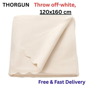 NEW IKEA THORGUN Throw Blanket Off-White 120x160cm Super Soft Recycled Fleece - Picture 1 of 4