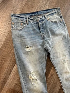 Levis 501 CT EUC White Oak Cone selvedge denim distressed tapered jeans 29 28 - Picture 1 of 12