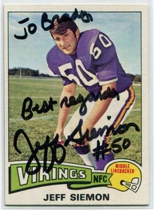 Auténtico autógrafo de fútbol americano Topps 1975 firmado por Jeff Siemon #268 - Imagen 1 de 1