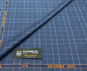 Blue Check MILLENNIAL Wool Fabric Jacketing Fabric By Dormeuil, 3.80m x 1.50m - Picture 1 of 6