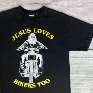 Y2k Jesus Loves Bikers Too "Soldiers for Jesus" T-shirt size Men's Medium - Picture 1 of 7
