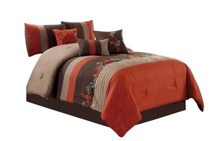 Napa 7-Piece Luxury Autumn Leaves Scroll Embroidery Bedding Comforter Set (Fu... - Picture 1 of 6