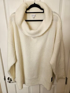 NUEVO CON ETIQUETAS Calvin Klein Jeans Para Mujer Tejido LS Marfil Suéter Con Cuello Capucha, Talla 3X - Imagen 1 de 8