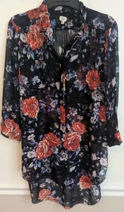 Wilfred 100% Silk Womens Size Small Floral Print Hi Low Henley Blouse Top - Picture 1 of 7