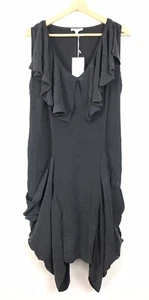 LUXE DELUXE Ladies Black 100% Silk Tank/ Midi Dress, Size~AU14/US 12, NEW W/ TAG - Picture 1 of 12