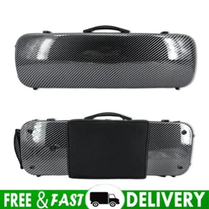 4/4 volle Größe Violinkoffer Box schwarz Kohlefaser mit Rückengurt bequem zu tragen - Bild 1 von 13