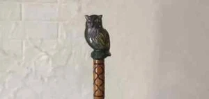 Owl head wooden walking stick hand carved walking cane owl bird unique best gift - Picture 1 of 5
