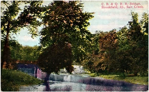 C.B.&Q. Railroad Bridge on Salt Creek Brookfield Illinois IL 1900s Postcard #2 - Picture 1 of 2