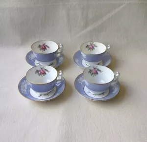 Set Of 4 Copeland Spode Maritime Rose Tea Cups And Saucers - Picture 1 of 10