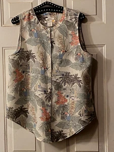 NEU C&C California 100% Leinen Gr. M Bluse Knopfleiste Ärmellos Multi Tropical - Bild 1 von 9