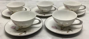 Vtg Sango Fine China Japan Francine floral tea Cups (6 oz) And Saucers 5 sets - Picture 1 of 6