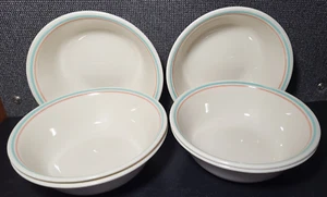 Juego de (6) CUENCOS DE CEREALES Corelle 6 1/4" Desayuno Inglés Rayas Rosa Verde Azulado - Imagen 1 de 1