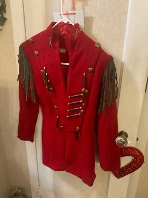 Double D Ranch Wear Red Wool Western Leather Fringe Jacket size XS - Image 1 of 4