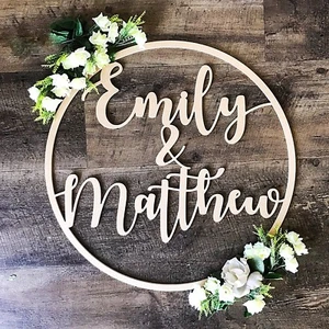 LARGE WOODEN RING HOOP SIGN DECORATION 80cm WIDE birthday partys weddings events - Picture 1 of 11