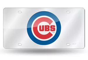 CHICAGO CUBS SILBER LASERGESCHNITTENER SPIEGEL AUTOSCHILD NUMMERNSCHILD LOGOSCHILD - Bild 1 von 2