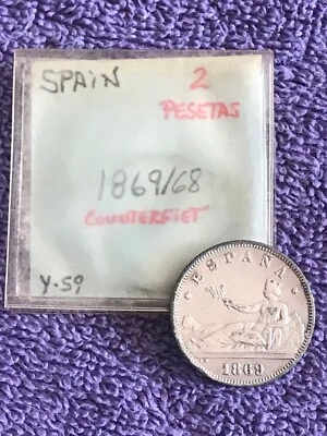 Spain 1869-68 2 Pesetas  Provisional Government  Anacs - Image 1 of 4
