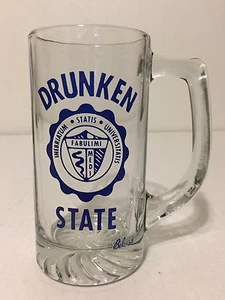 Vintage 1960s Drunken State University Novelty Glass Beer Mug Belcrest Gag Gift  - Picture 1 of 7