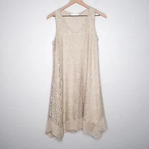 Allum Womens Mini Dress Small Beige Cream Lace Paisley Sleeveless Event Brunch - Picture 1 of 7