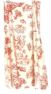SOFT SURROUNDINGS WHITE LINEN CORAL PRINT SKIRT, A-LINE, POCKETS, LINED, SZ PM - Image 1 of 4