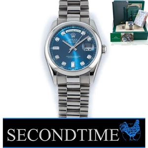 Rolex Day-Date 36mm President 18k White Gold Blue Diamond Dial F Series 118239 - Picture 1 of 17