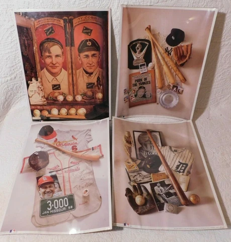 4 MLB 1993 Poster Prints 11x14 TY COBB Whitey Ford STAN MUSICAL Georgia Peach Cover
