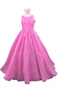 Rosa Grün Neu Teenager Mädchen Festzug Blume Hochzeit Mädchen formell Party langes Kleid - Bild 1 von 10