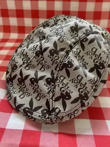 PLAY BOY Flat Cap Black Grey GRAPHIC Design Playboy Bunny Logo -Machine Washable - Picture 1 of 15