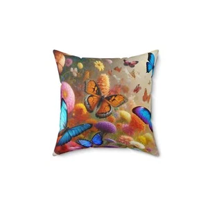 Butterfly Garden Decorative Pillow, Colorful Home Accent, Living Room decor, - Picture 1 of 10