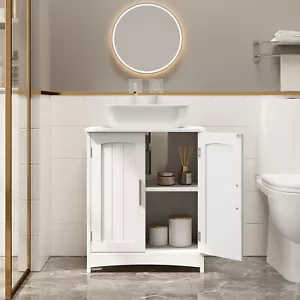 Waschbeckenunterschrank Badschrank Badezimmer Unterschrank mit Ablage Doppeltür - Bild 1 von 8