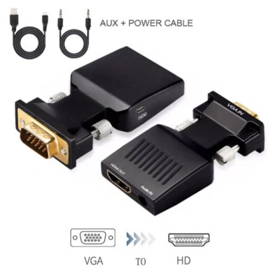 Adattatore convertitore da VGA a HDMI cavo audio video convertitore PC laptop 1080P FullHD - Immagine 1 di 4